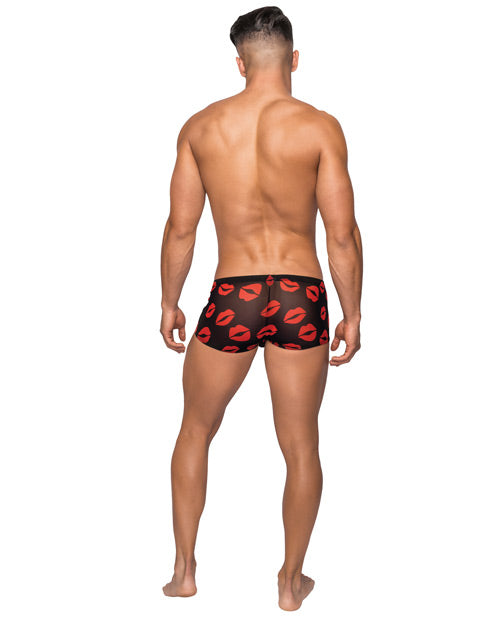 'kiss Me Stretch Mesh Mini Short Blk/rd Lg