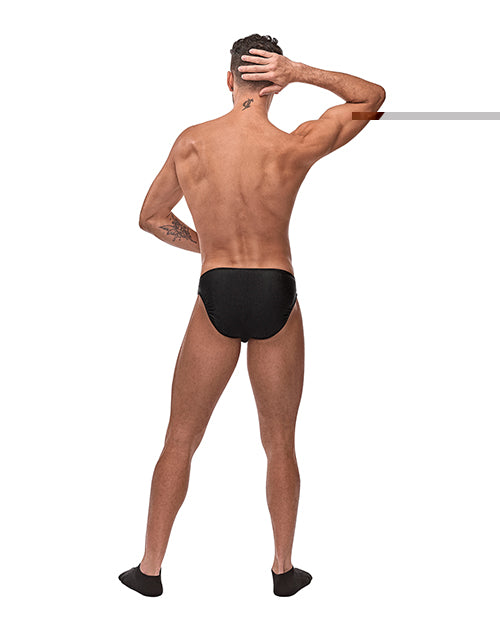 Male Power Nylon Spandex Pouchless Brief Black O/S