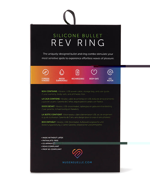Nu Sensuelle Rev Silicone 7 Function Bullet Ring w/Flutter Tip - Black