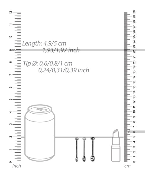 Shots Ouch Urethral Sounding Metal Plug Set - 49/50mm