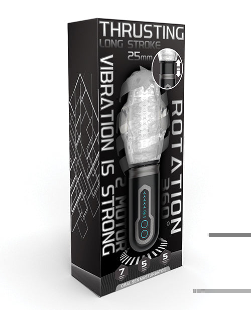 Thrusting, Vibrating & Rotating Oral Sex Masturbator- Black