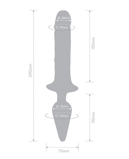 Together Double Pleasure 11" Double-Ended Dildo & Butt Plug - Purple