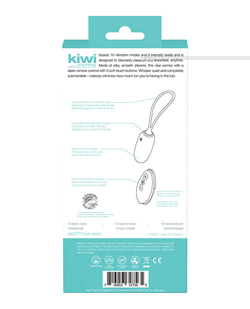 VeDO KIWI Rechargeable Insertable Bullet - Tease Me Turquoise