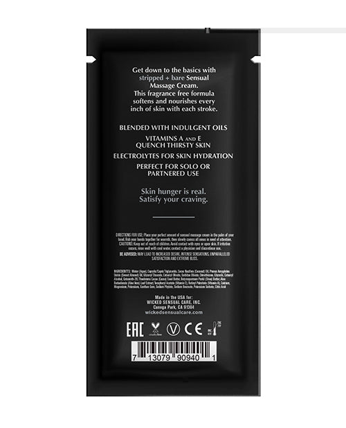 Wicked Sensual Care Stripped & Bare Unscented Massage Cream - .34 oz