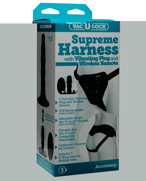 Vac-U-Lock Supreme Harness w/Vibrating Plug - Black