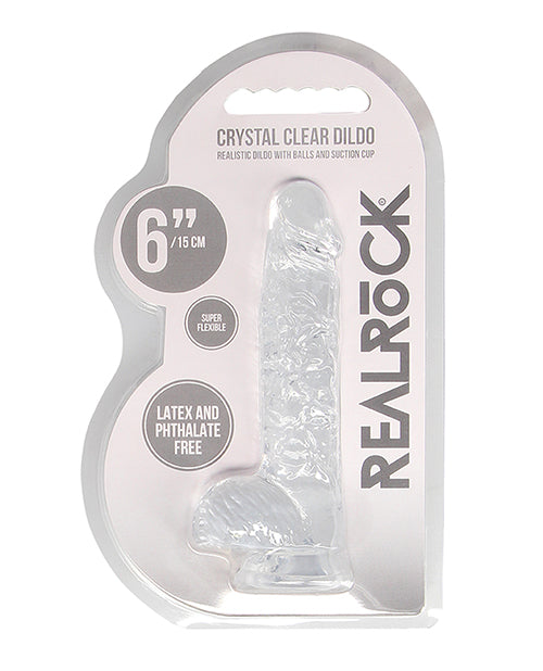 Shots RealRock Realistic Crystal Clear 6" Dildo w/Balls - Transparent Clear