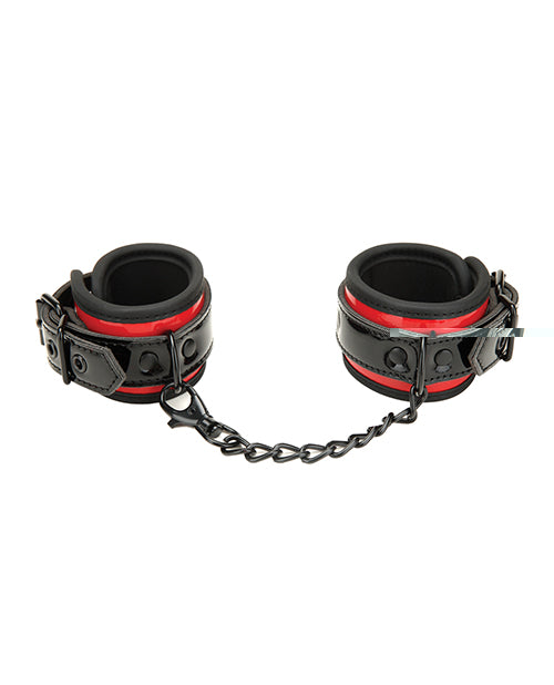 WhipSmart Heartbreaker Deluxe Buckle Love Cuffs - Black/Red