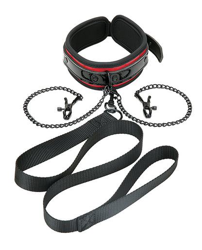 WhipSmart Heartbreaker Collar & Leash Set - Black/Red