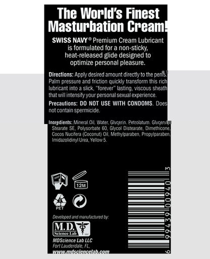 Swiss Navy Premium Masturbation Cream - 5 oz Tube