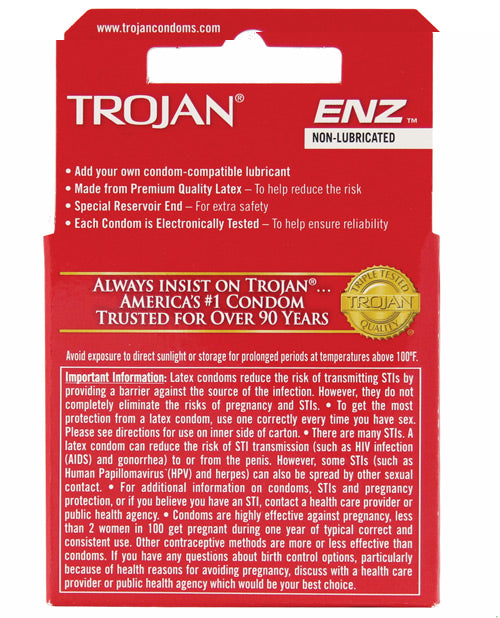 Trojan Enz Non-Lubricated - Box of 3