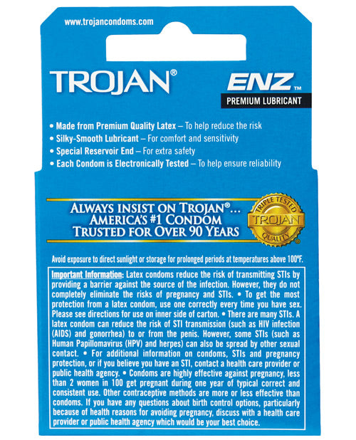 Trojan Enz Lubricated Condoms - Box of 3