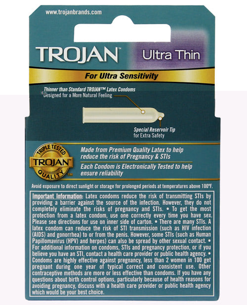 Trojan Ultra Thin Lubricated Condoms - Box of 3