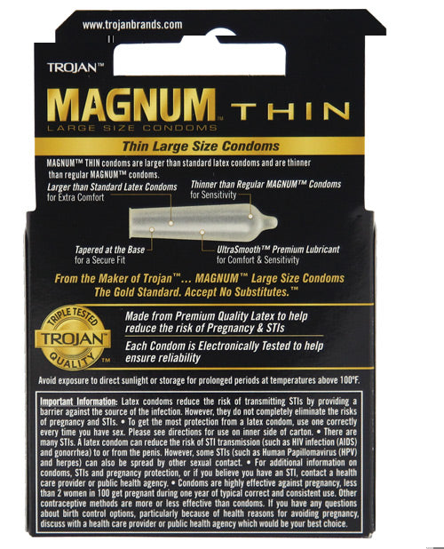 Trojan Magnum Thin Condoms - Box of 3