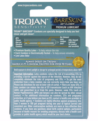 Trojan Bareskin Condoms - Box of 3