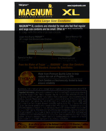 Trojan Magnum XL Lubricated Condom - Box of 12