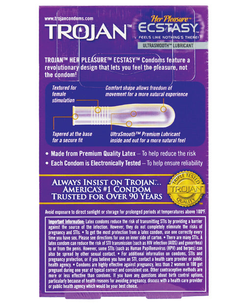 Trojan Her Pleasure Ecstasy Condoms - Box of 10