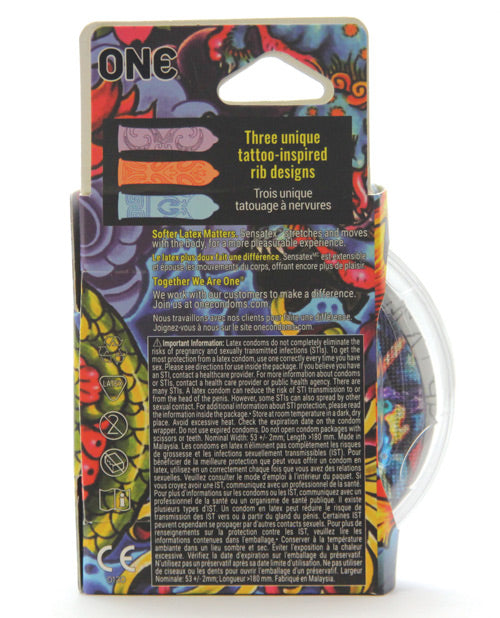 One Tattoo Touch Condoms - Pack of 3