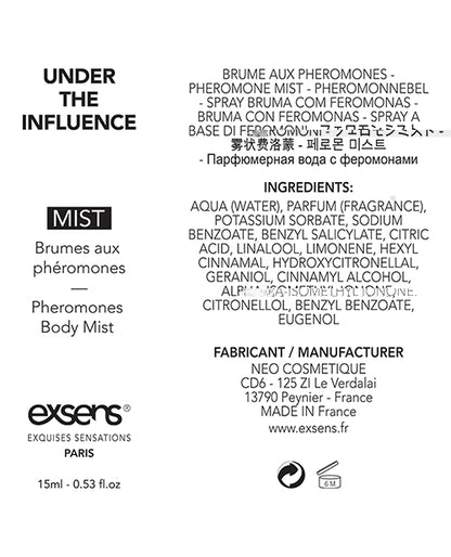 EXSENS of Paris Body Mist with Pheromones - 15 ml Under the Influence