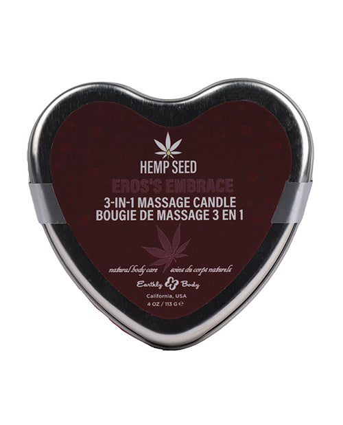 Earthly Body 3 in 1 Massage Heart Candle - 4 oz Eros Embrace