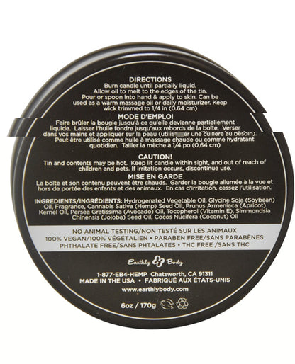 Earthly Body Suntouched Hemp Candle - 6 oz Round Tin Dreamsicle