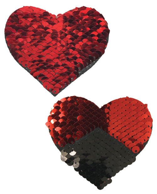 Pastease Premium Color Changing Flip Sequins Hearts - Red/Black O/S