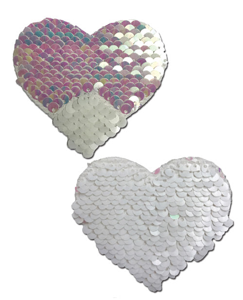 Pastease Premium Color Changing Flip Sequins Heart - Pearl/White O/S