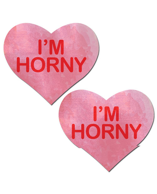 Pastease Premium I'm Horny Heart - Pink/red O/s