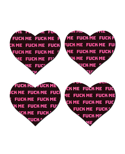 Pastease Petites Fuck Me Hearts - Black/Pink O/S