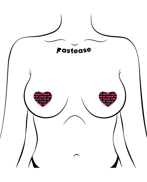 Pastease Petites Fuck Me Hearts - Black/Pink O/S