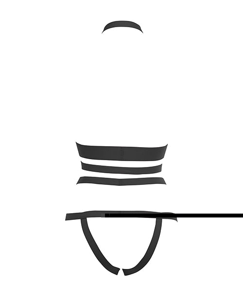 Kitten It's Complicated Open Elastic Strappy Bra & Open Back Panty Black O/S