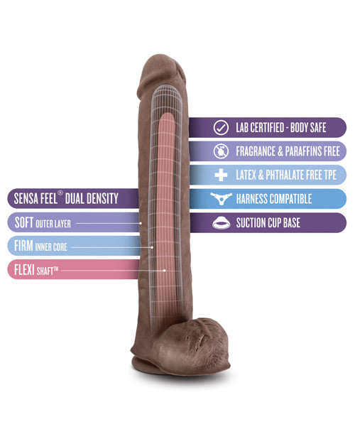 Blush Au Naturel Daddy 14" Sensa Feel Dual Density Dong w/Suction Cup - Chocolate