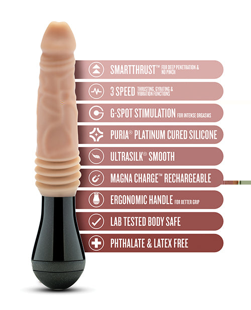 Blush Dr. Skin Silicone Dr. Knight Thrusting Gyrating Vibrating Dildo - Beige