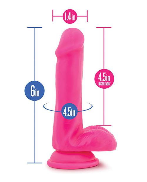 Blush Neo 6" Dual Density Cock w/Balls - Neon Pink