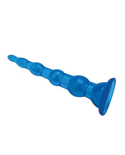 Blue Line C & B 6.75" Anal Beads w/Suction Base - Jelly Blue