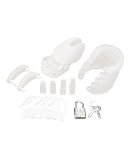 Blue Line Silicone Chastity Cage - White