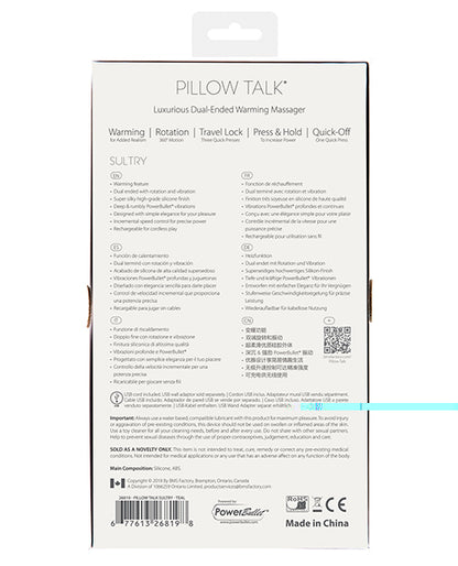 Pillow Talk Sultry Rotating Wand - Teal