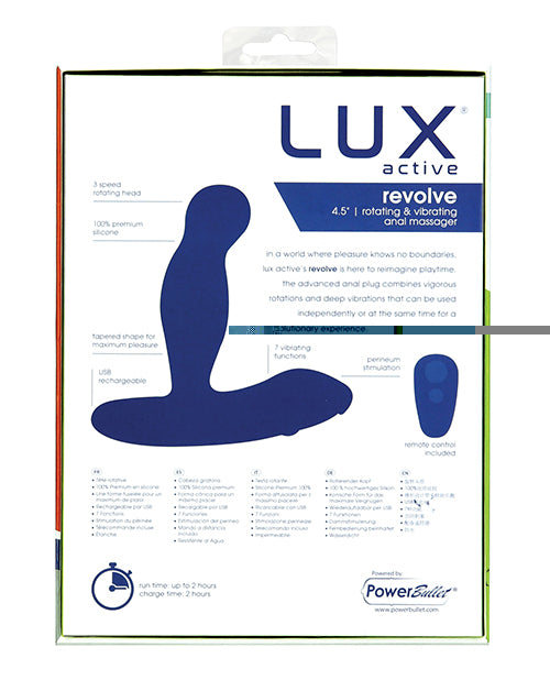 Lux Active Revolve 4.5" Rotating & Vibrating Anal Massager - Dark Blue