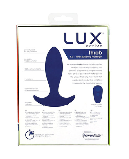 Lux Active Throb Anal Pulsating Massager w/Remote - Dark Blue