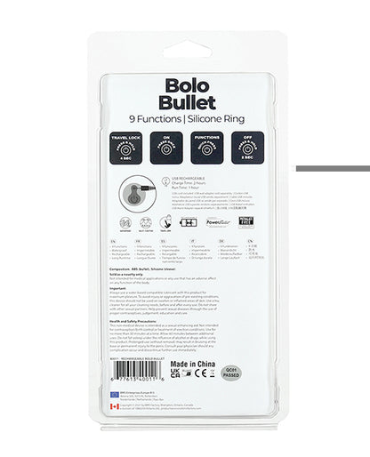 Bolo Bullet Vibrating Adjustable Cock Tie - Black