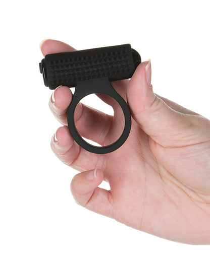 Cosmic Cock Ring w/Rechargeable Bullet - 9 Functions Black