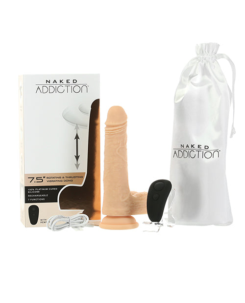 Naked Addiction The Freak 7.5" Rotating & Thrusting Vibrating Dong - Ivory