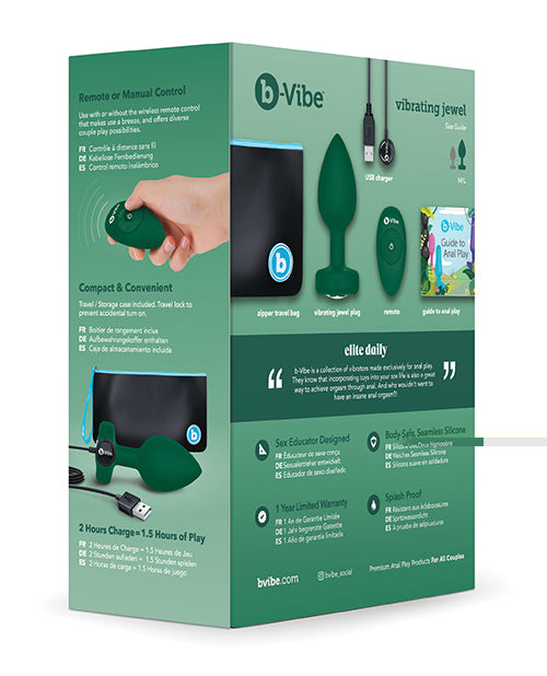 B-Vibe Remote Control Vibrating Jewel Plug (M/L) - Emerald Green