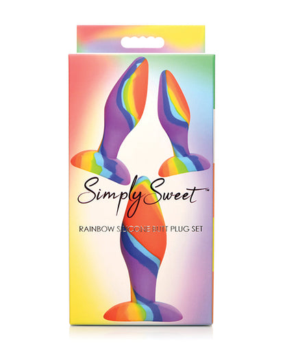 Curve Toys Simply Sweet Rainbow Silicone Butt Plug Set