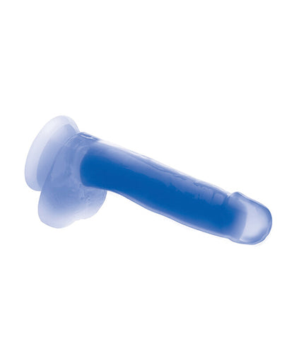 Curve Toys Lollicock 7" Glow In The Dark Silicone Dildo w/Balls - Blue