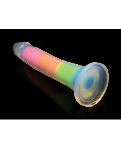 Curve Toys Lollicock 7" Glow In The Dark Silicone Dildo - Rainbow