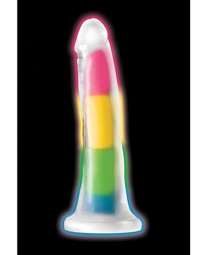 Curve Toys Lollicock 7" Glow In The Dark Silicone Dildo - Rainbow