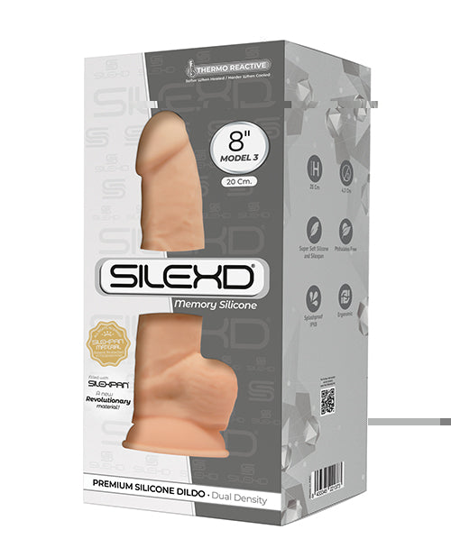 SilexD Model 3 8" Silexpan Memory Silicone Dildo - Ivory