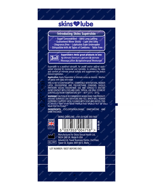 Skins Super Slide Silicone Based Lubricant - 5 ml Foil