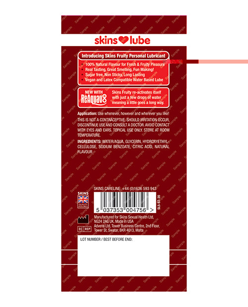 Skins Water Based Lubricant - 5 ml Foil Strawberry