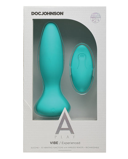 A Play Rechargeable Silicone Experienced Anal Plug w/Remote - Teal